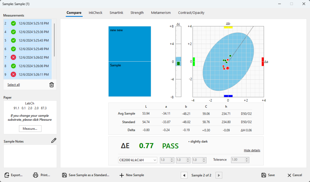 ChromaQA 6 color quality software screenshot
