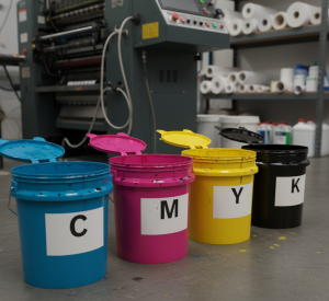 CMYK Ink buckets.