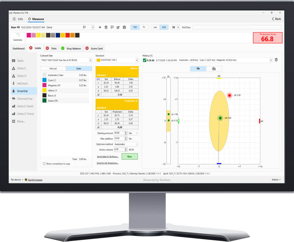 Desktop monitor showing ChromaQA with SmartInk interface
