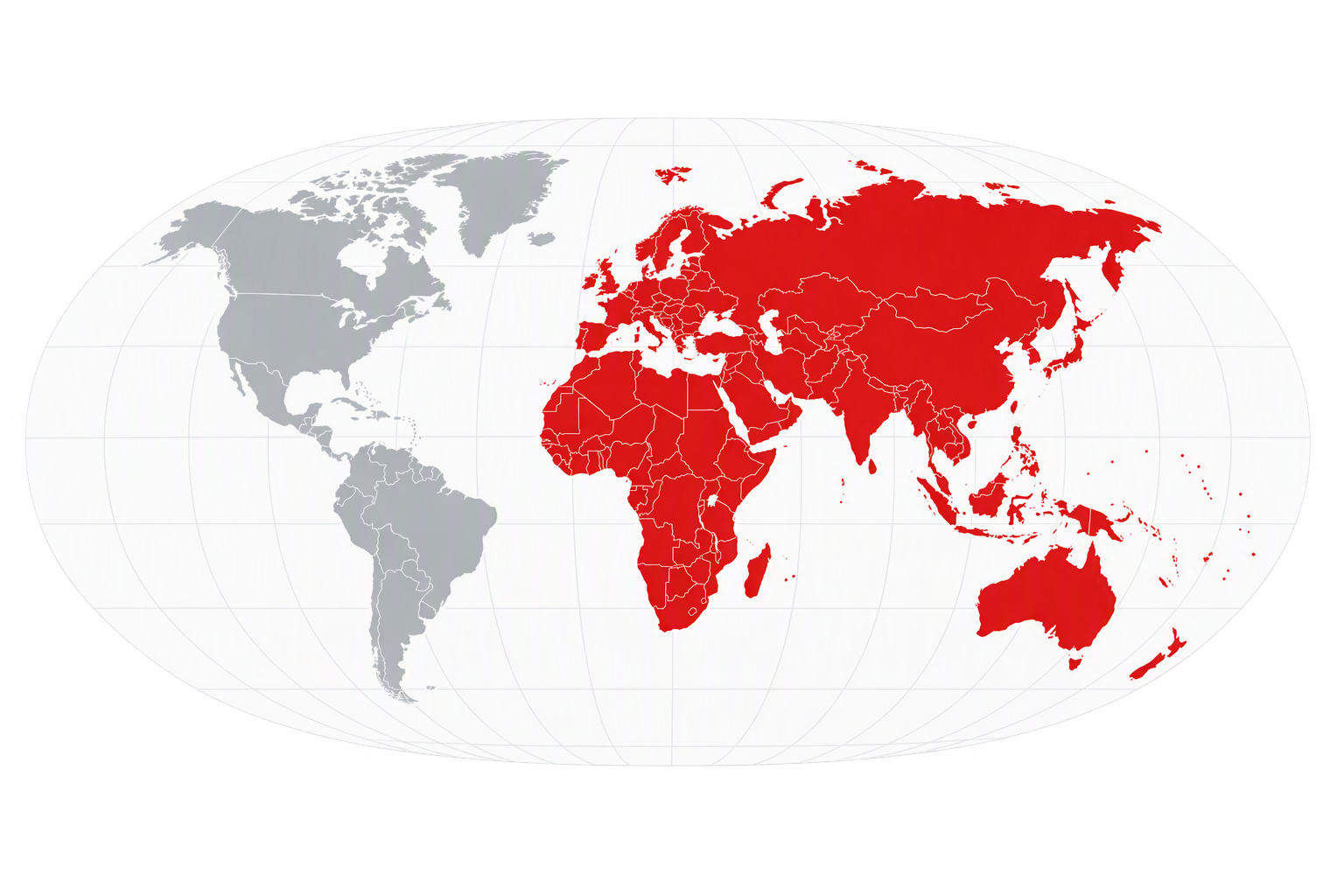 World map highlighting Europe, the Middle East, Africa, Asia and the Pacific