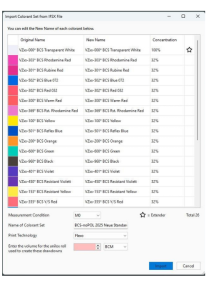 Cree juegos de colorantes SmartINK desde Colibri